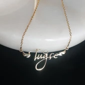 Vaoov 925 Ayar Gümüş El Yazısı İsimli Melek Kolye thumbnail 5