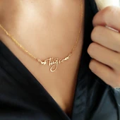 Vaoov 925 Ayar Gümüş El Yazısı İsimli Melek Kolye thumbnail 1