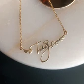 Vaoov 925 Ayar Gümüş El Yazısı İsimli Melek Kolye thumbnail 2