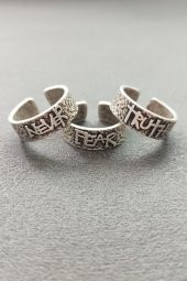 Never Fear Truth Johnny Depp Yüzüğü Erkek Yüzük Seti Gümüş Kaplama Ayarlanabilir El Yapımı Yüzük - 3