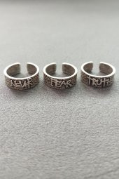 Never Fear Truth Johnny Depp Yüzüğü Erkek Yüzük Seti Gümüş Kaplama Ayarlanabilir El Yapımı Yüzük - 4