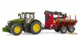 Bruder John Deere 7R 350 Traktör ve Kütük Taşıyan Vinçli Römork - 1