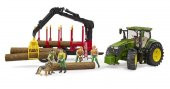 Bruder John Deere 7R 350 Traktör ve Kütük Taşıyan Vinçli Römork - 3