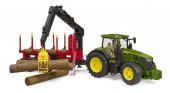 Bruder John Deere 7R 350 Traktör ve Kütük Taşıyan Vinçli Römork - 4