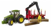 Bruder John Deere 7R 350 Traktör ve Kütük Taşıyan Vinçli Römork - 5