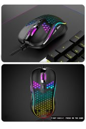 Rgb Led Işıklı Oyuncu Mouse Gaming 800-2400 Dpi 0 Oyun Mouse Mat Siyah - 2