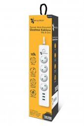 Akım Korumalı 4 Lü Priz Açma Kapama Anahtarlı 3 Usb Çıkışlı 2 Metre Kablo Uzunluğu thumbnail 2