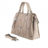 Açık Kahverengi Yuvarlak Nakışlı Bayan Askılı El ve Omuz Çantası - 1