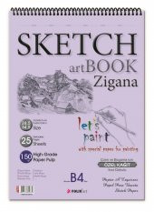 Zigana B4 Spiralli Sketchbook 150 gr. 24,5x34,5 cm 25 yp. Eskiz Defteri - 1