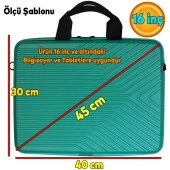 Laptop Çantası Kırılmaz Su Geçirmez Notebook Dizüstü Bilgisayar Taşıma Turkuaz 40x30 Cm 16 İnç - 2