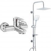 ECA Delta Banyo Bataryası+T-MAY Banyo Çamlıca Kare Tepe Duş Takımı Seti Paslanmaz Krom - 1