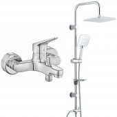 ECA Spylos Banyo Bataryası+T-MAY Banyo Çamlıca Kare Tepe Duş Takımı Seti Paslanmaz Krom - 1