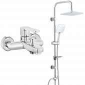ECA Nita Banyo Bataryası+T-MAY Banyo Çamlıca Kare Tepe Duş Takımı Seti Paslanmaz Krom thumbnail 1