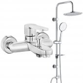 ECA Nita Banyo Bataryası+T-MAY Banyo Bostan Oval Tepe Duş Takımı Seti Paslanmaz Krom - 1