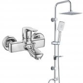 ECA Luna Banyo Bataryası+T-MAY Banyo Belen Kare Tepe Duş Takımı Seti Paslanmaz Krom thumbnail 1