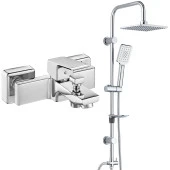 ECA Tiera Banyo Bataryası+T-MAY Banyo Belen Kare Tepe Duş Takımı Seti Paslanmaz Krom thumbnail 1