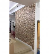 Renkli Duvarlar NW46 Sütlü Kahve Taş Arkası Yapışkanlı Esnek Silinebilir Duvar Paneli 3D Duvar Kağıdı thumbnail 1