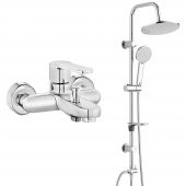 Eca Nita Banyo Bataryası+T-May Banyo Lidya Oval Tepe Duş Takımı Seti Paslanmaz Krom - 1