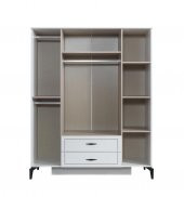 Çizgi 4 Kapılı 2Çekmeceli Gardırop Elbise Dolabı 160x55x200cm - 2