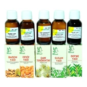 Badem Susam Defne Çam Terebentin Ceviz Yağı Saç Bakım Seti 5X50ML - 1