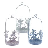 12 Adet Kuşlu Metal Mumluk Küçük Sepet - 1