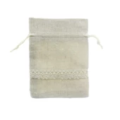 25 Adet 9x13cm Dantel Şeritli Keten Kese - 2