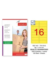 Tanex Laser Etiket 99.1 x 34 MM Flo Sarı 100 Yaprak Laser Yazıcı Etiketi - 2