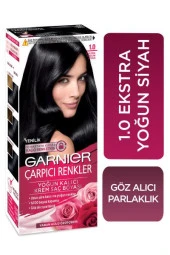 Garnier Çarpıcı Renkler Krem Saç Boyası - 1.0 Ekstra Yoğun Siyah - 2