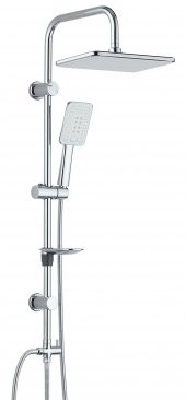 T-May Banyo Çınar Robot Kare Tepe Duş Takımı Seti Krom Paslanmaz thumbnail 1