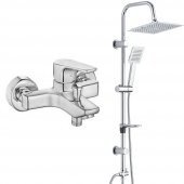 Eca Niobe Banyo Bataryası + T-MAY Banyo Çam Kare Tepe Duş Takımı Seti Krom Paslanmaz - 1