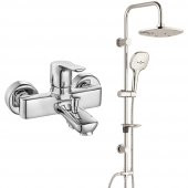 ECA Luna Banyo Bataryası+T-MAY Banyo Ayvacık Elips Tepe Duş Takımı Seti Paslanmaz Krom thumbnail 1