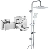 Eca Tiera Banyo Bataryası+T-May Banyo Çınar Dikdörtgen Tepe Duş Takımı Seti Paslanmaz Krom thumbnail 1