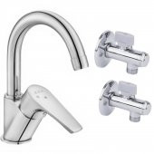 ECA Niobe Kuğu Boru Lavabo Batarya 054+2 ECA Filtreli Ara Musluk thumbnail 1