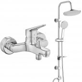 ECA Spylos Banyo Bataryası+T-MAY Banyo Lidya Oval Tepe Duş Takımı Seti Paslanmaz Krom - 1