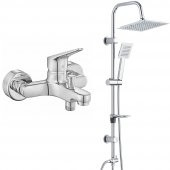 Eca Spylos Banyo Bataryası+T-May Banyo Çam Kare Tepe Duş Takımı Seti Paslanmaz Krom - 1