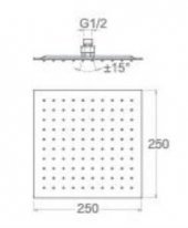 T-MAY Banyo Sart Kare Tepe Duş Seti Başlığı 25x25 Paslanmaz Metal - 5