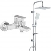 ECA Dalia Banyo Bataryası+T-MAY Banyo Çınar Dikdörtgen Tepe Duş Takımı Seti Paslanmaz Krom thumbnail 1