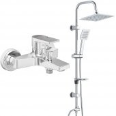 ECA Dalia Banyo Bataryası+T-MAY Banyo Çam Kare Tepe Duş Takımı Seti Paslanmaz Krom - 1