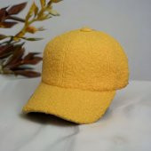 Kadın Kıvırcık Peluş Şapka Sarı - 1