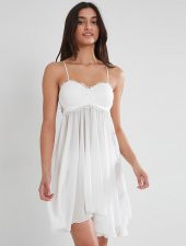 Pierre Cardin Kadın İnce Askılı Şifon Dantelli Kısa Gecelik 880 thumbnail 1