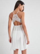 Pierre Cardin Kadın İnce Askılı Şifon Dantelli Kısa Gecelik 880 thumbnail 2