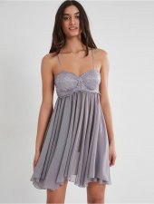 Pierre Cardin Kadın İnce Askılı Şifon Dantelli Kısa Gecelik 880 thumbnail 5