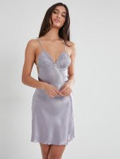 Pierre Cardin Kadın İnce Askılı Dantelli Kısa Saten Gecelik 630 thumbnail 5