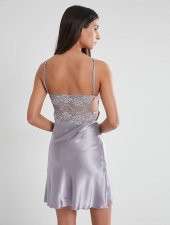 Pierre Cardin Kadın İnce Askılı Dantelli Kısa Saten Gecelik 630 thumbnail 6