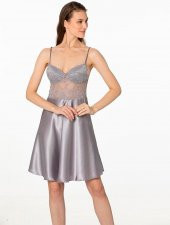 Pierre Cardin Kadın İnce Askılı Dantelli Kısa Saten Gecelik 627 - 6