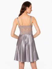 Pierre Cardin Kadın İnce Askılı Dantelli Kısa Saten Gecelik 627 - 7