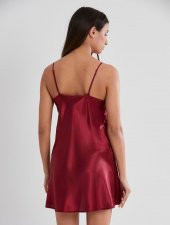 Pierre Cardin Kadın İnce Askılı Dantelli Kısa Saten Gecelik 632 - 5