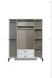 Erezoğulları Mobilya Çizgi 4 Kapılı 2çekmeceli Gardırop Elbise Dolabı 160x55x200cm - 2