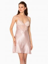Pierre Cardin Kadın İnce Askılı Dantelli Kısa Saten Gecelik 680 - 7