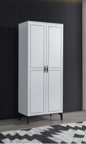Erezoğulları Mobilya Çizgi 2 Kapılı Gardırop Elbise Dolabı 80x47x200cm - 1